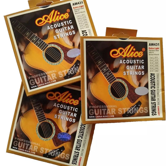 Acoustic Guitar Strings 3 Set Bundle Bronze/Stainless Steel .011 - .052 ALICE